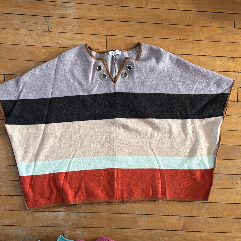 EUC THML Multicolor Striped Poncho Sweater